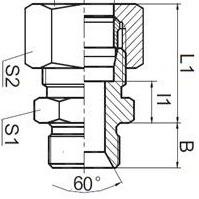 ШТУЦЕР ВВЕРТНОЙ ПРЯМОЙ УПЛОТНЕНИЕ ТИП B (60°) ввертная резьба BSP