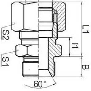 DKO (Ш) - BSP (Ш)  (в тело 60°), тип B